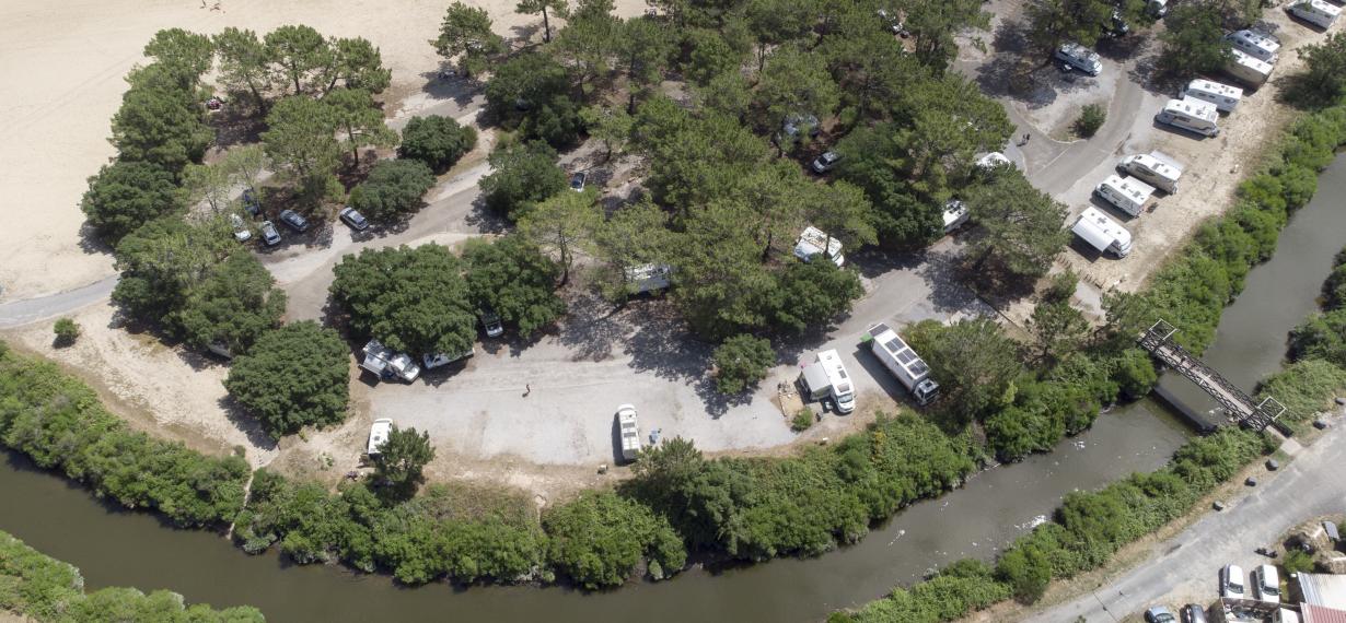 Parking du port d'Albret à Soustons, avant réaménagement